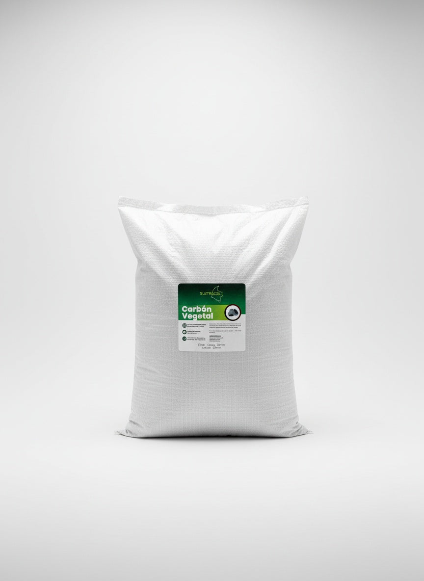 Bolsa mediana de Carbón Vegetal Sustracol, ideal para mezclas de sustratos, jardinería y agricultura orgánica.