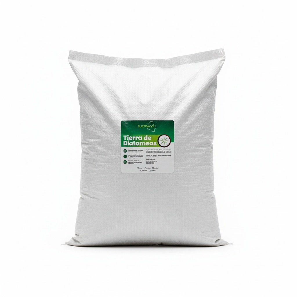 Saco de 50 litros de Tierra de Diatomeas Sustracol, producto mineral natural para agricultura sostenible.