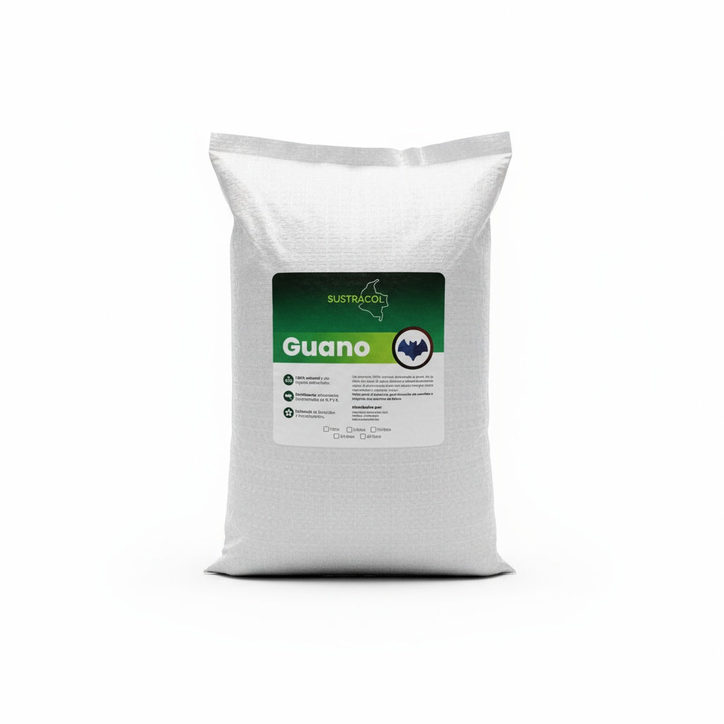 Línea completa de sacos Guano Sustracol, fertilizante orgánico rico en NPK.
