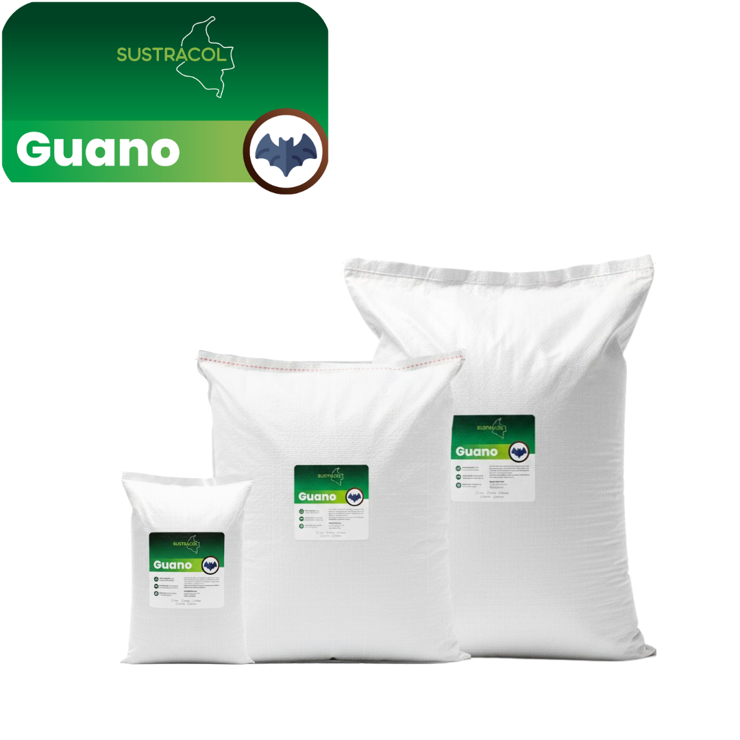 Presentaciones de Guano Sustracol fertilizante orgánico en diferentes tamaños disponibles en Colombia