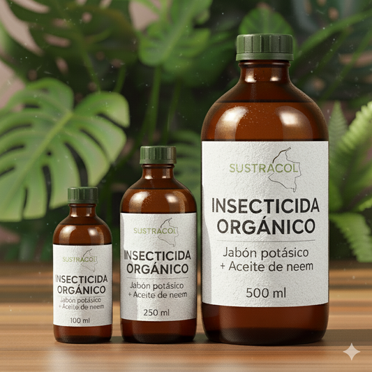 Insecticida orgánico Sustracol de neem y jabón potásico en presentación de 60ml para control de plagas
