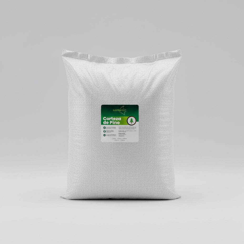 Saco mediano de Corteza de Pino Sustracol para cobertura natural y drenaje.
