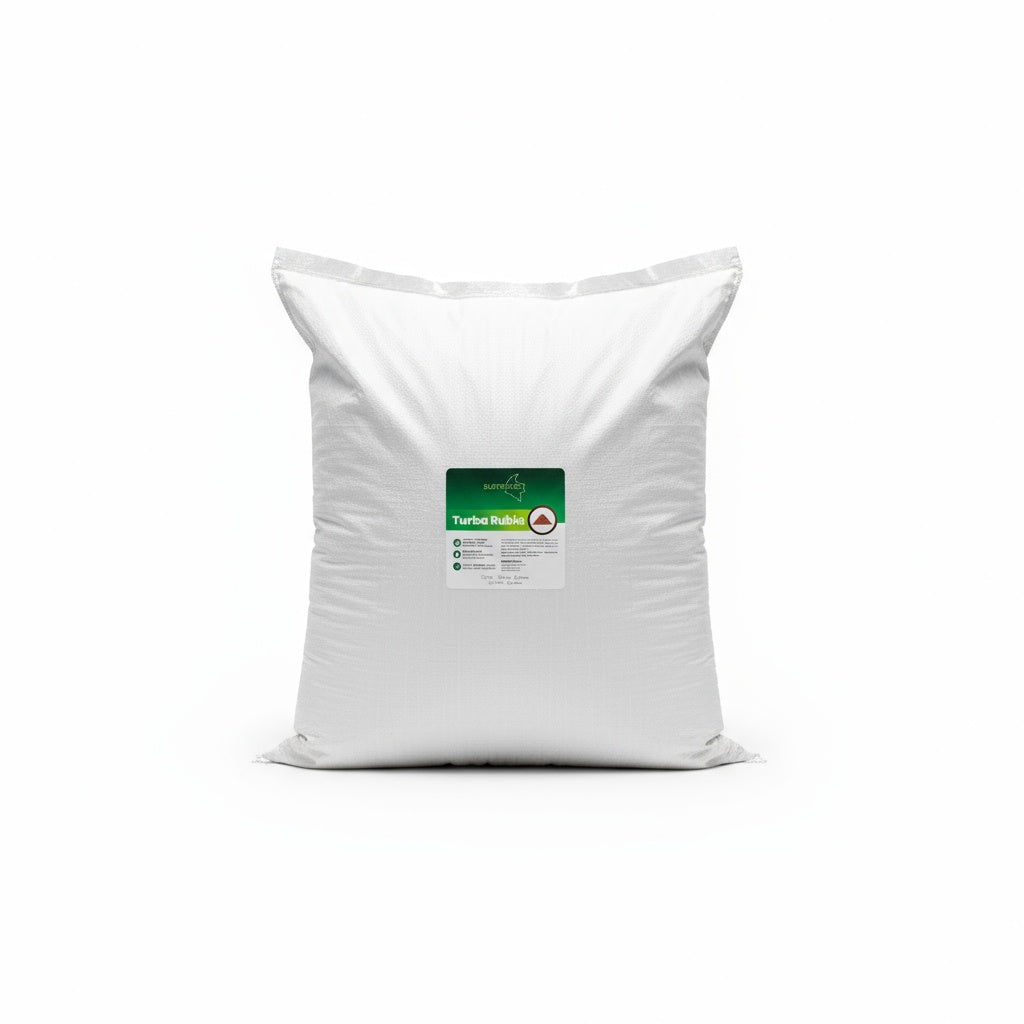 Saco de 20 litros de Turba Rubia Sustracol, sustrato natural que retiene humedad y mejora la aireación.
