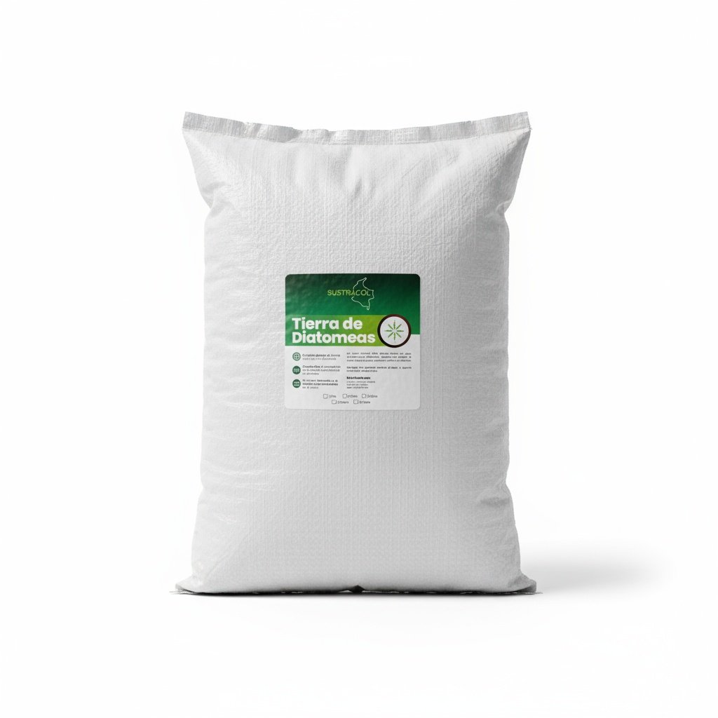 Tierra de Diatomeas Sustracol, polvo mineral natural que controla plagas sin químicos.
