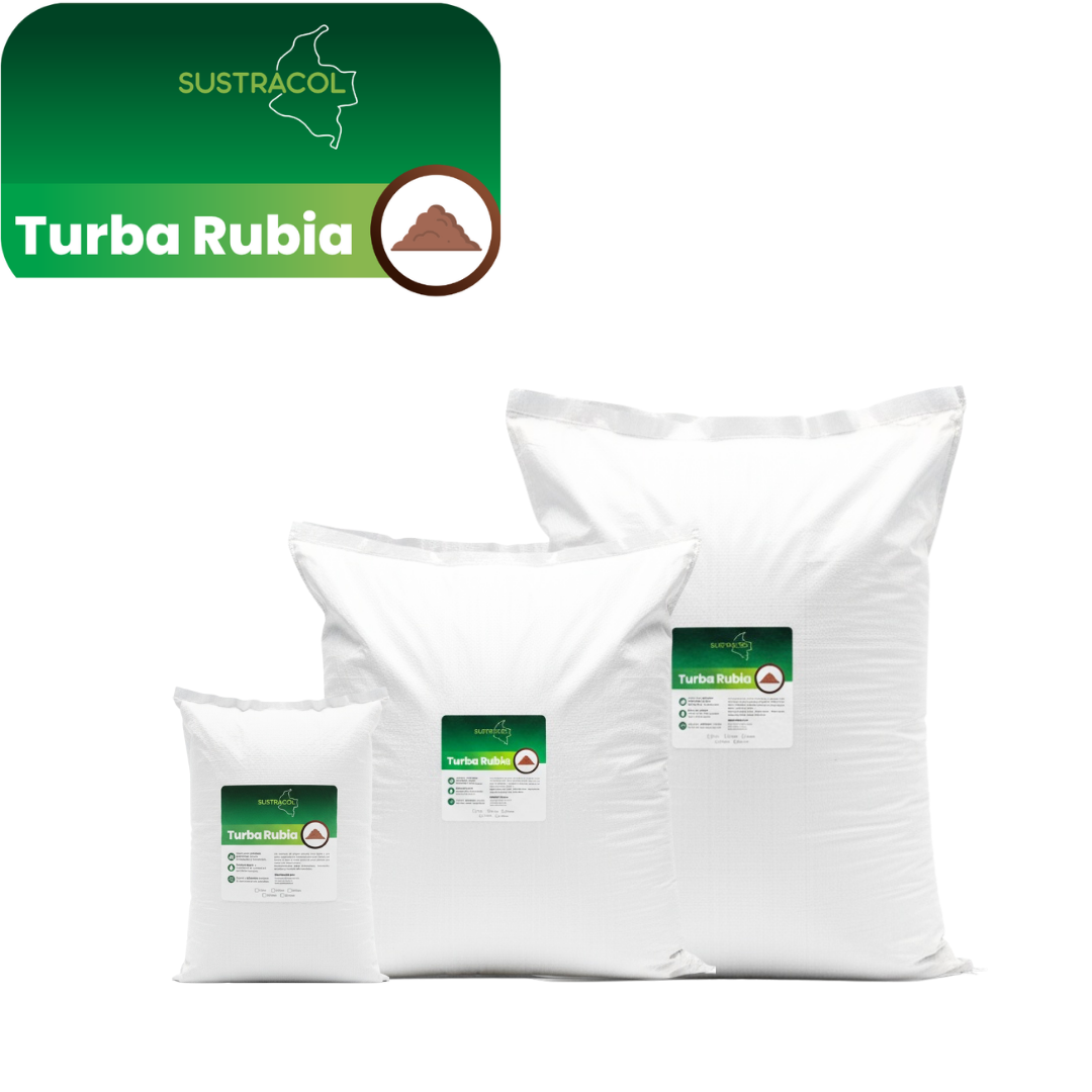 Presentaciones de Turba Rubia Sustracol en diferentes tamaños, fabricadas en Colombia.
